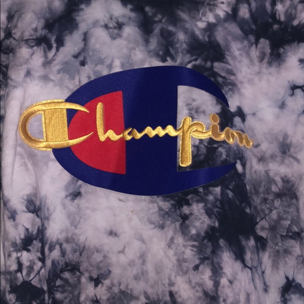 Champion blue tie dye embroidered logo